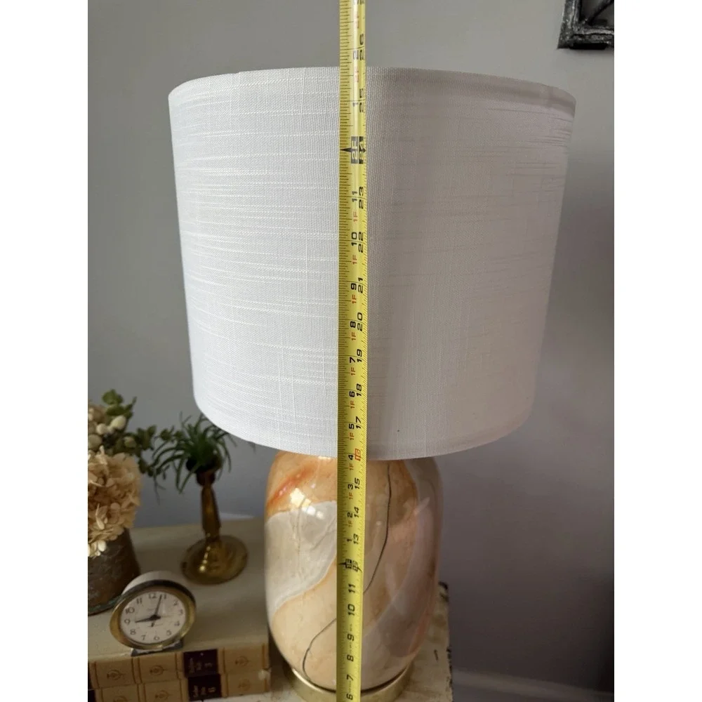 Vintage Ceramic Fall Color Tones Lamp With New Linen Shade GW0051